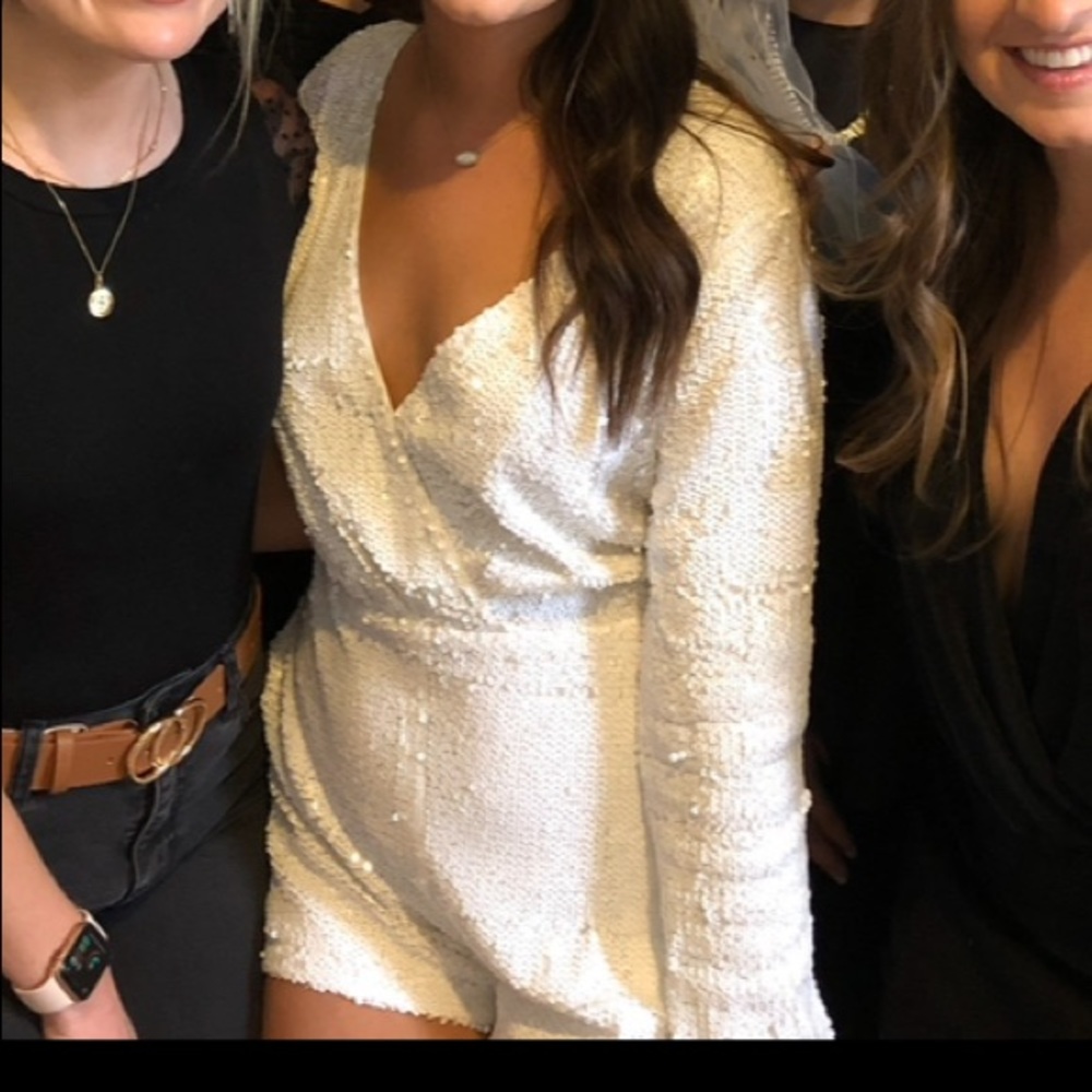 White Sequin Romper